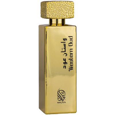 Western Oud Eau de Parfum från Nylaa är en unisexdoft med rökiga, träiga och orientaliska noter för tidlös elegans.