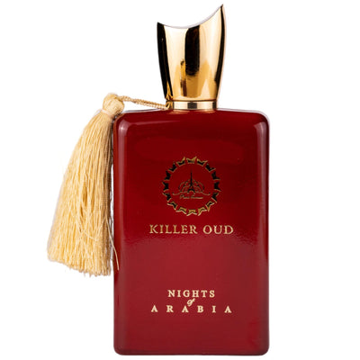 Nights of Arabia Eau de Parfum 100ml från Killer Oud - en mystisk unisexdoft med saffran, oud och vanilj, perfekt för eleganta tillfällen.