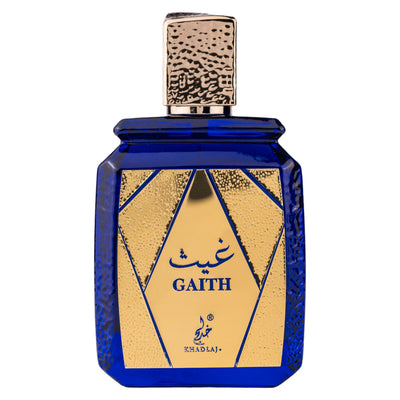Gaith Eau de Parfum 100ml från Khadlaj – en unisexdoft med eleganta, djupa noter av kryddor, trä, amber och mysk.