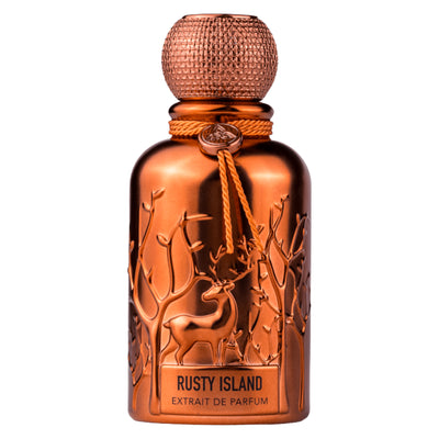 Rusty Island Extrait de Parfum 100ml från Auraa Desire – en maskulin och mystisk doft med kryddiga och träiga noter.