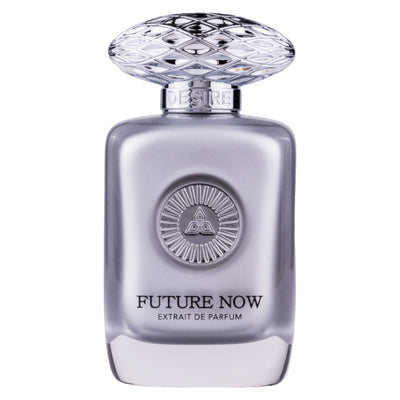 Future Now Extrait de Parfum 100ml från Auraa Desire – en unisexdoft med citrus, blommor och sandelträ för modern elegans.