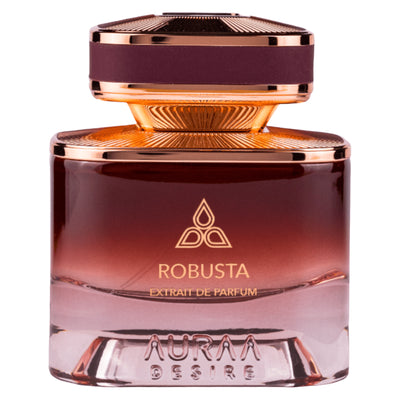 Robusta Extrait de Parfum 100ml från Auraa Desire: en unisexdoft med kryddor, tränoter och bärnsten för en elegant, djärv signatur.