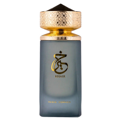 Khair Eau de Parfum 100ml från Paris Corner: en sofistikerad doft för den moderna mannen med citrus, kryddor och träiga inslag.