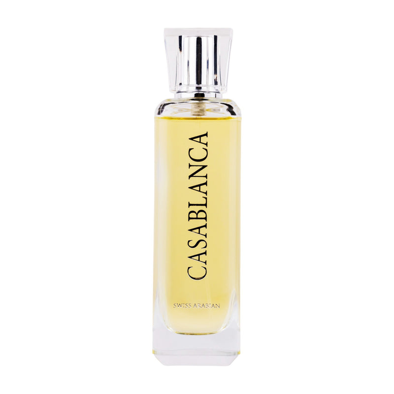 Casablanca Eau de Parfum från Swiss Arabian: en förförisk doft av blommor och trä, perfekt för romantiska stunder. 100ml av lyx.
