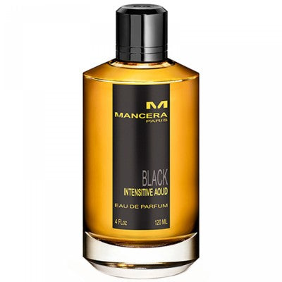 Black Intensitive Aoud Eau de Parfum från Mancera – unisexdoft med djupa, sensuella noter av oud, ros och saffran.